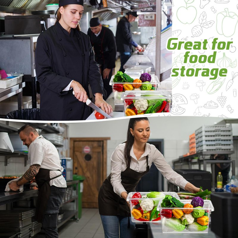 LOYIM 2 Pack 5 Gallon Polycarbonate Food Storage Box 18 x 12 Inch Commercial Food Storage Container Clear Vegetable Fruit Food Safe Storage Tote for Kitchen Restaurant Cafeteria