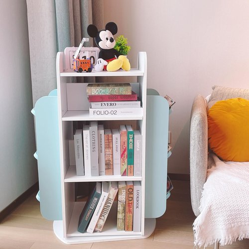 Heehee Rotating Bookshelf 360 Display Bookcase Storage Rack Children's Book Shelf Organizer for Kids Wood Book Display Stand Case Bookrack (Engineered Wood)