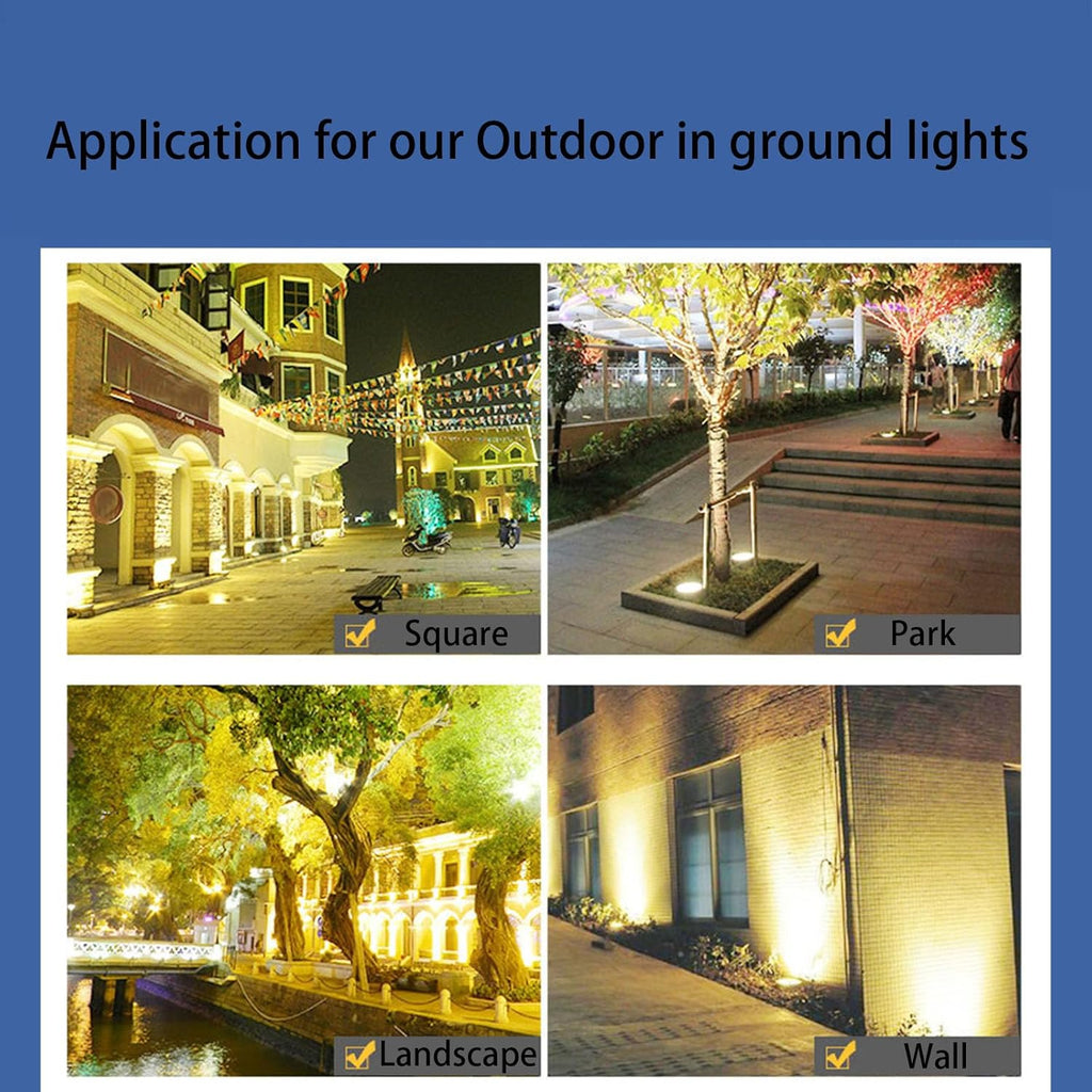 Outdoor In Ground Lights - 24W Waterproof Landscape Lighting | Warm White 3000K, 8.66-Inch Diameter, Pack of 4