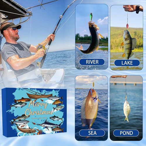 Fishing Advent Calendar 2025 - 24 Days of Premium Fishing Lures | Perfect Gift for Dads and Young Anglers