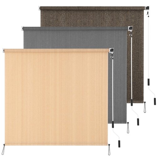 HIDODO Outdoor Roller Shade 8' W x 6' L Cordless Patio Shades Roll Up Outdoors Blinds with UV Protection, Exterior Roller Shades Cloth for Porch Pergola, Beige