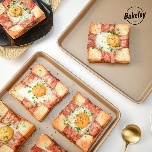 Champagne Gold Baking Sheet Pan Set - 2 Nonstick Commercial Cookie Sheets | 17.5"x11.7" Size