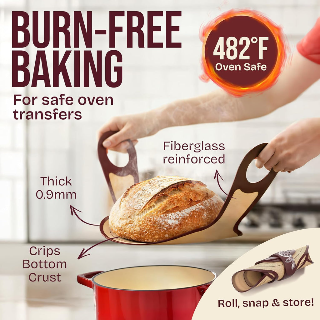 Superbaking Sourdough Starter Kit - 9" Round Banneton Bread Proofing Basket Set & Silicone Sling