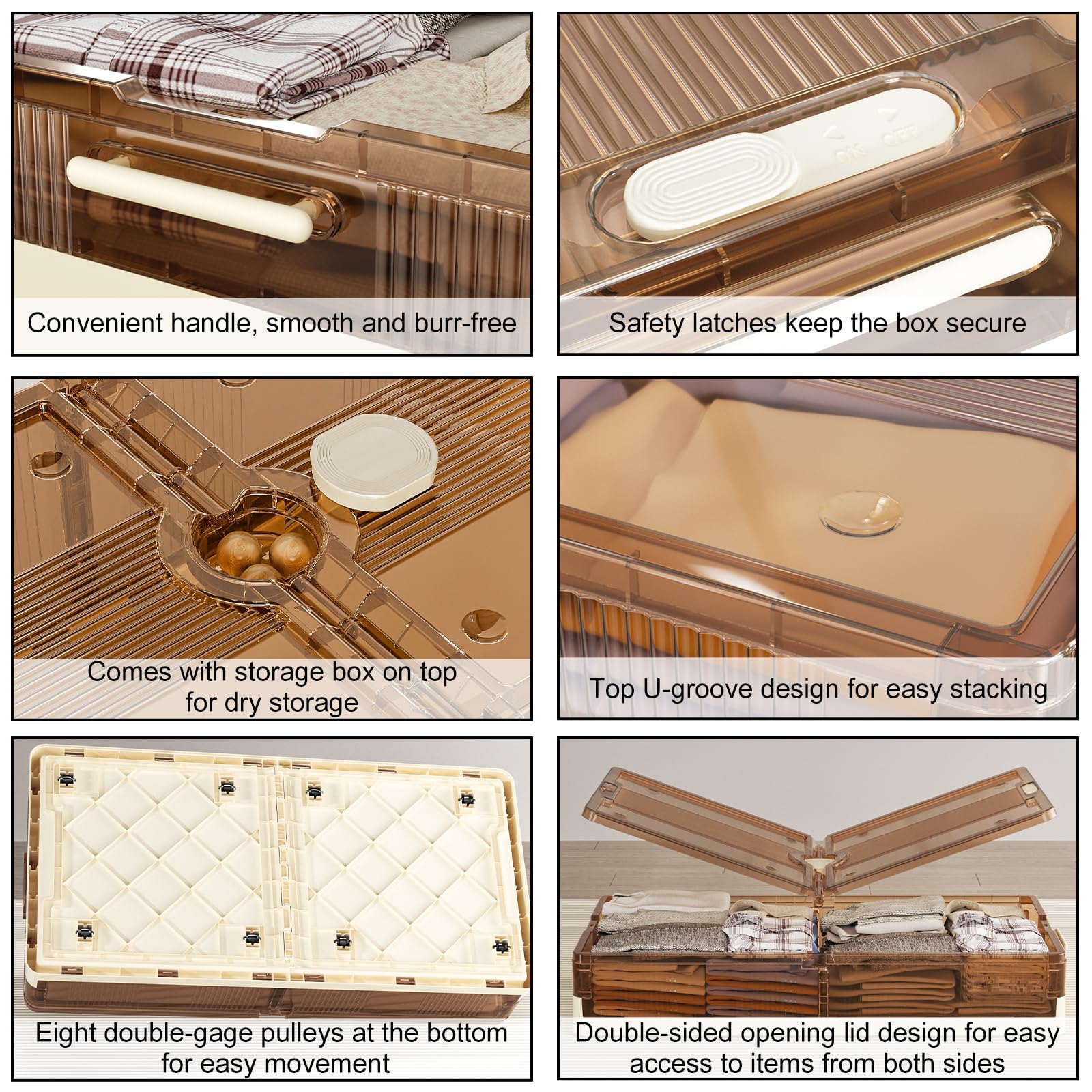 SYOSOF Under Bed Storage, Stackable Under Bed Storage Containers with Wheels, 13.5Gal Storage Bins with Wheels, Multi-purpose Under Bed Storage Bins Drawer for Clothes, Shoes, Blankets