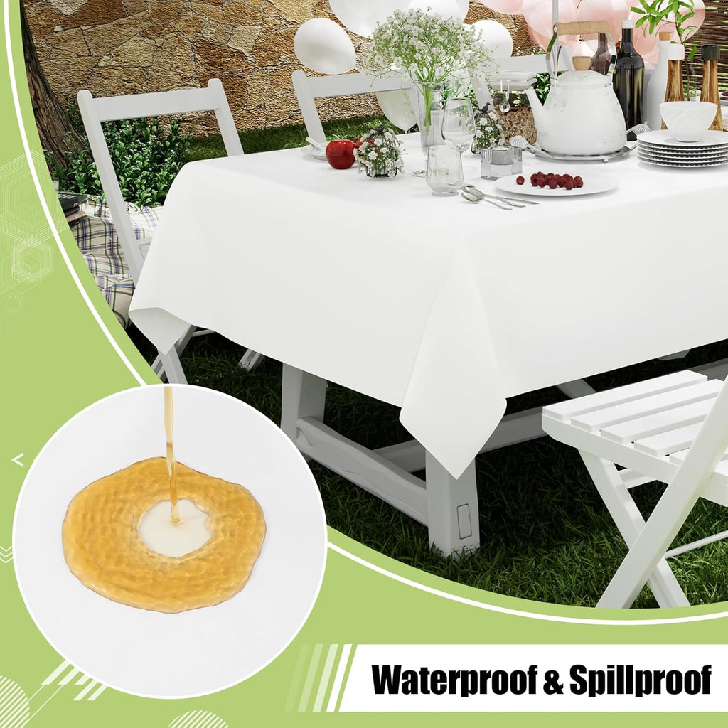 Smiry Disposable Tablecloths - Waterproof 54 x 108 Inch Rectangle Covers | 10 Pack, Sturdy & Leakproof, White