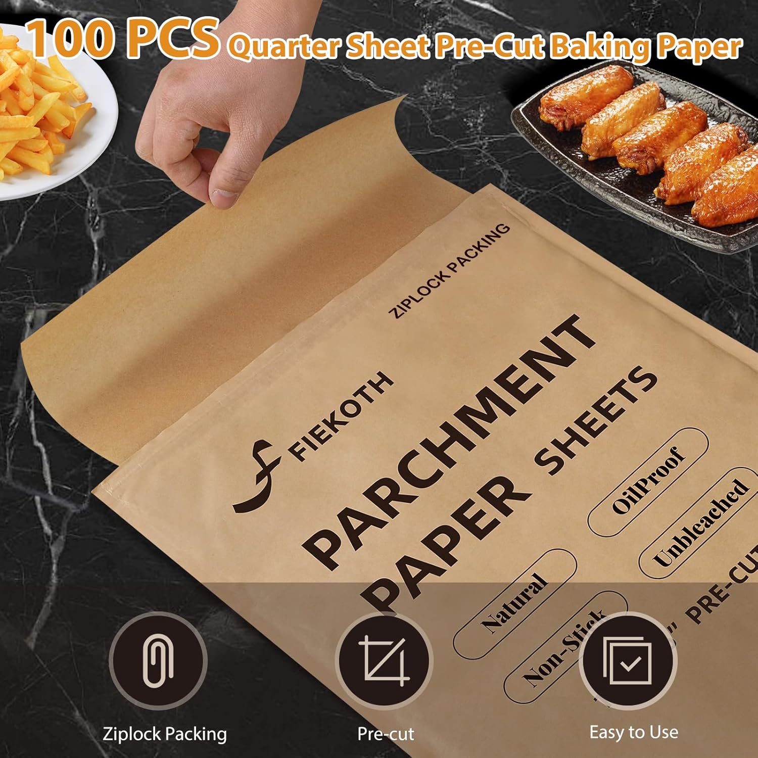 Regine Switzerland Unbleached Parchment Paper Sheets - 100 Pcs 9x13 Inches for Baking & Cooking