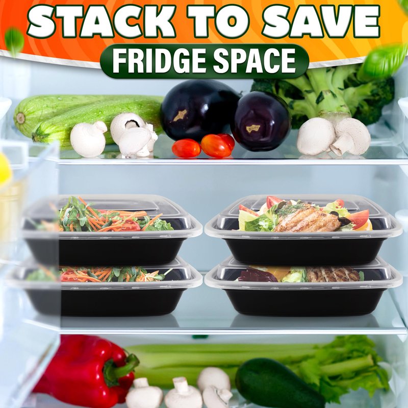 Evrblock 50 Pack [32 oz] Freezer Meal Prep Containers Reusable - Plastic Food Storage Containers with Lids, Dishwasher & Microwave Friendly, Warp-Resistant - Versatile Use for Meals, Leftovers & More