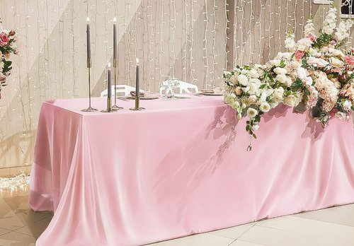 12 Pack Satin Polyester Tablecloth Rectangle Table Cloth Bright Silk Smooth Fabric Tablecloth for Wedding Banquet Event Birthday Party Anniversary Engagement Fall Tea Table Décor(57"x108",Rose Gold)