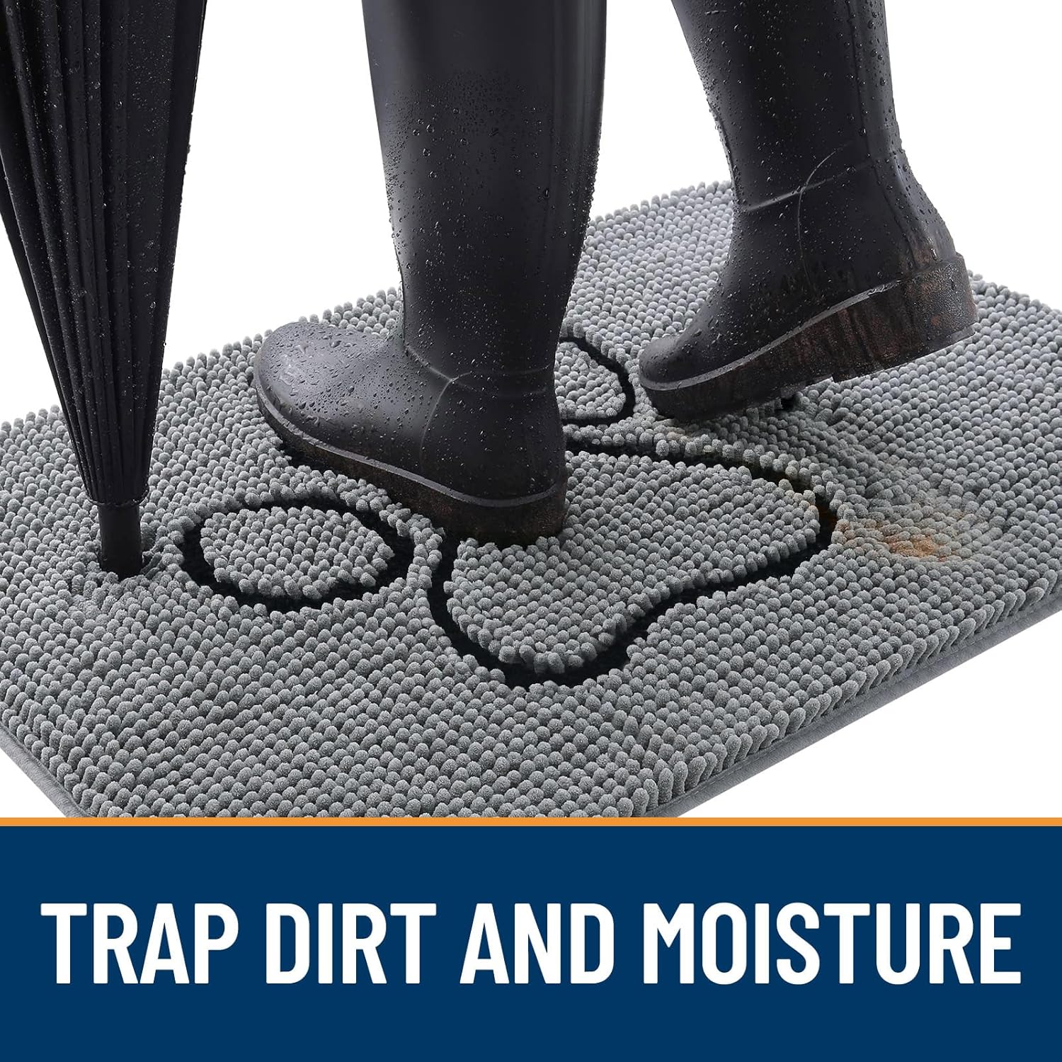 OLANLY Dog Door Mat - Absorbent Non-Slip Mud Mat for Paws | 48x30 Grey Chenille Design