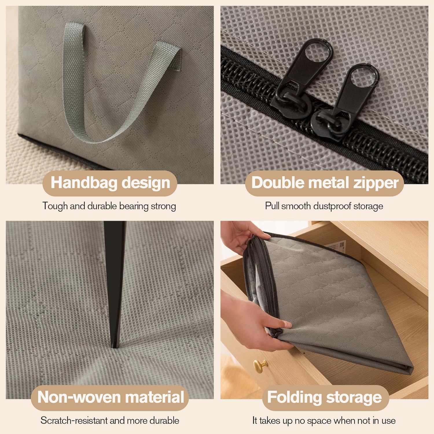 Skiennix Large Storage Bags - Foldable Closet Organizers with Lids & Reinforced Handles | 90L (4 Pack)