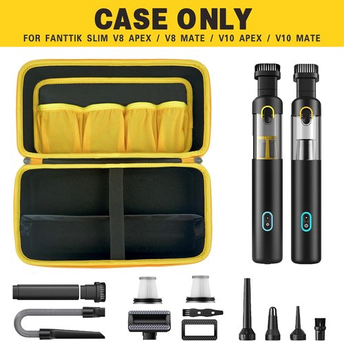 Fanttik Case for Slim V8/V10 Apex Car Vacuum - Portable Hard Storage with Divider & Mesh Pocket