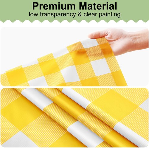 misaya 6 Packs Buffalo Disposable Table Cloth, 54 x 108 Inch Waterproof Plastic Tablecloth, Rectangle Yellow and White Checkered Table Covers for Picnic, Birthday, Party