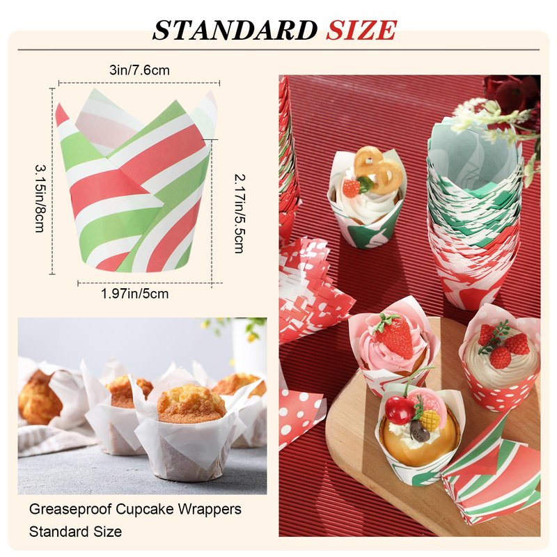 Havawish 500 Counts Valentines Day Tulip Cupcake Liners Valentines Party Muffin Cupcake Baking Liners Grease Proof Cake Liner Holders for Wedding Birthday Party