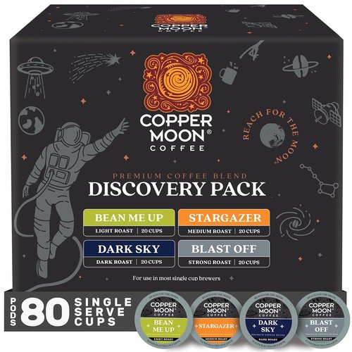 Copper Moon Coffee Pods - Single Serve K-Cup Variety Pack with Light, Medium & Dark Roasts - 80 Count