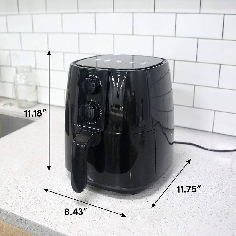 Elite Gourmet EAF-4617X Electric Digital Hot Air Fryer, 1350Watts, Oil-Less Healthy Cooker, Timer & Temperature Controls, 4 Quart, Black