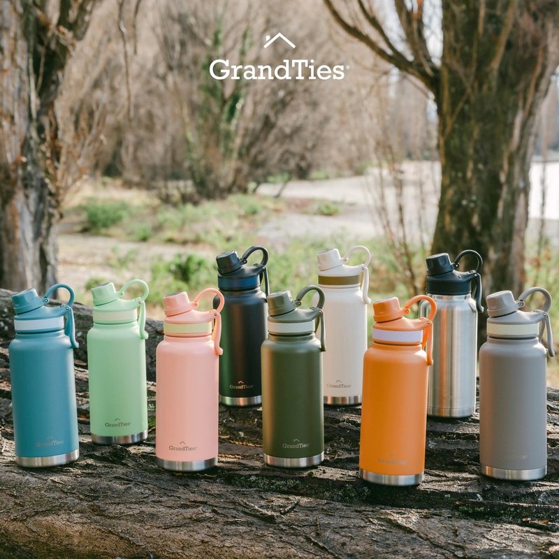 GRANDTIES 2 Lids Sports Stainless Steel Water Bottles – Wide Mouth Vacuum Insulated Reusable Leak Proof BPA-Free Travel Metal Canteen, Thermal Bottles for Men Women Gym (Ivory White 64 oz)