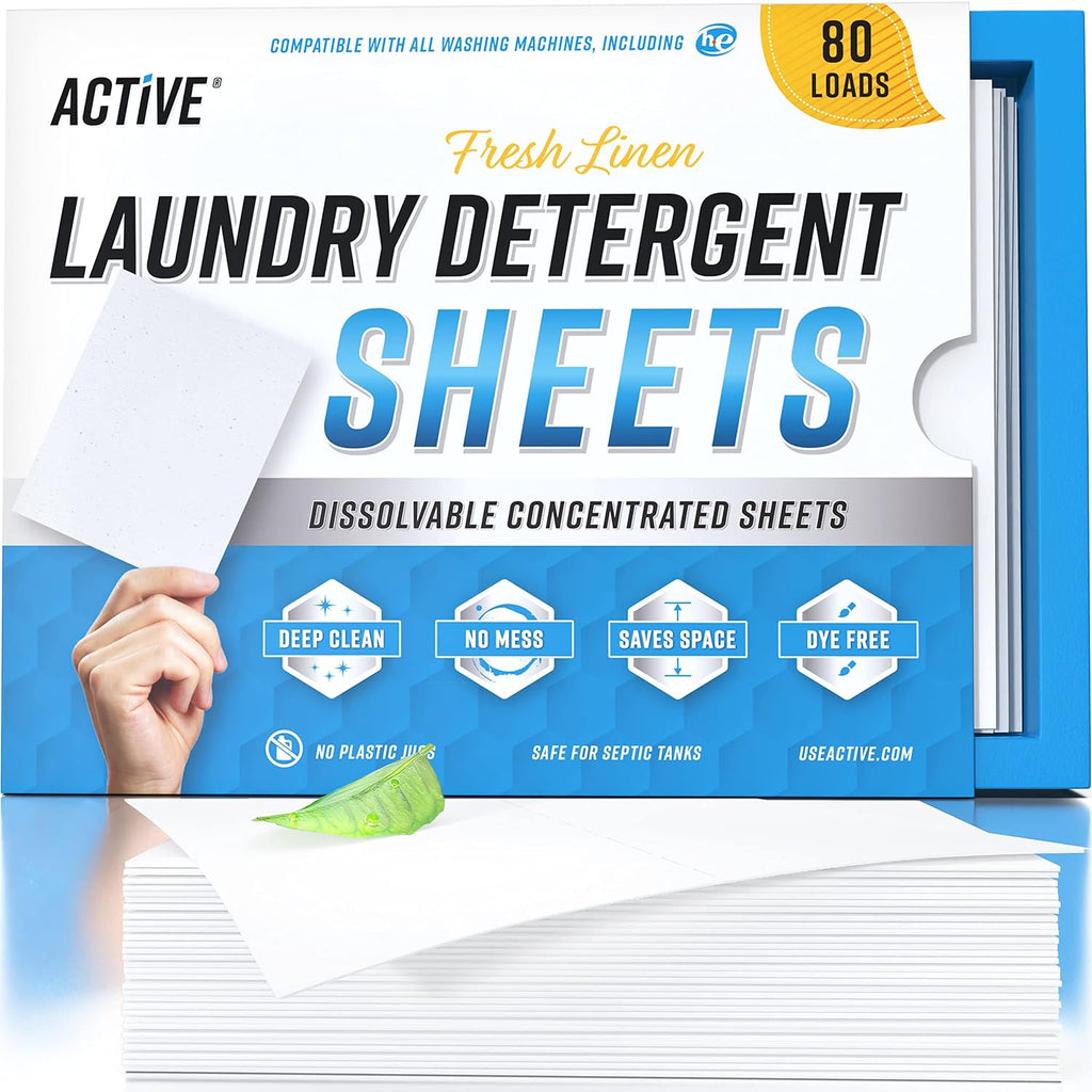 Skiennix Laundry Detergent Sheets - Eco-Friendly Fresh Scented Strips for 80 Loads | Zero Waste, Space-Saving Design
