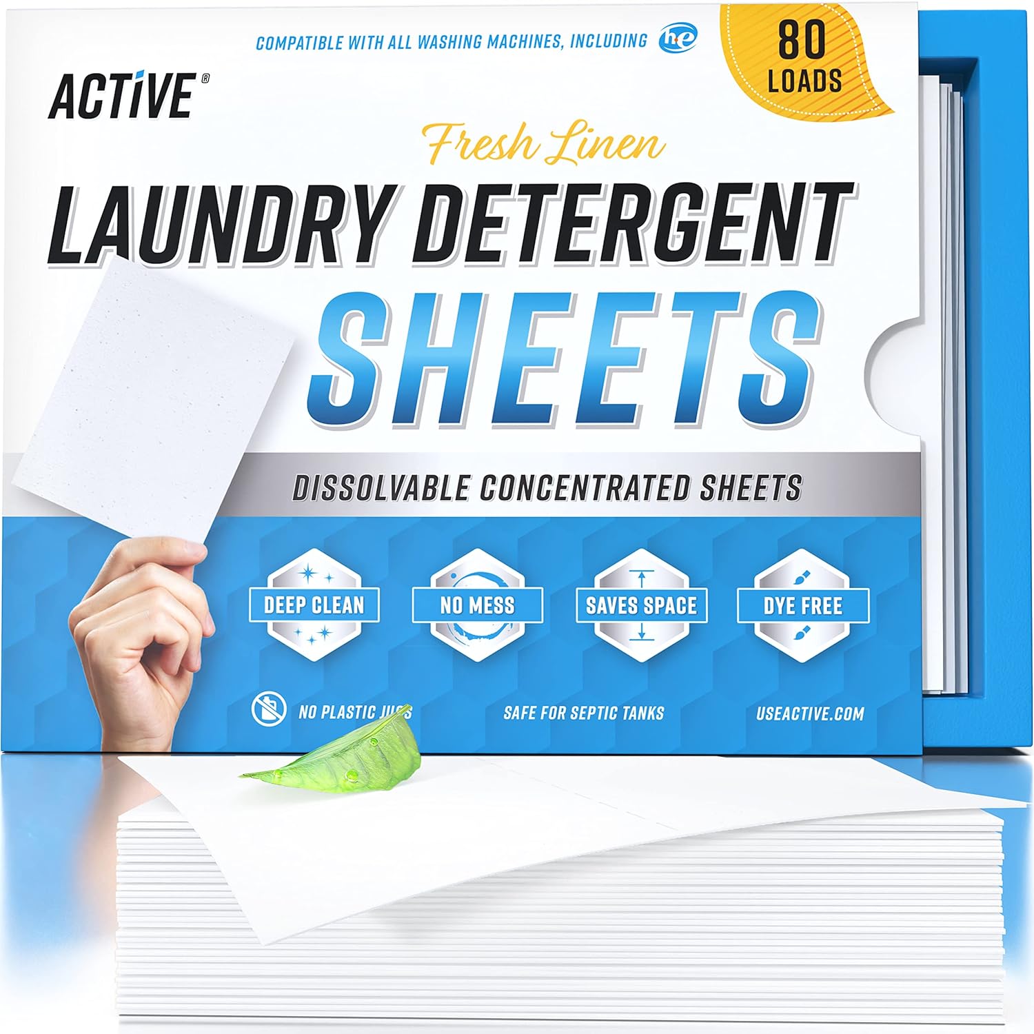 Skiennix Laundry Detergent Sheets - Eco-Friendly Fresh Scented Strips for 80 Loads | Zero Waste, Space-Saving Design