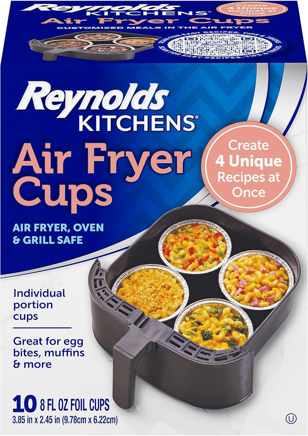 Reynolds Kitchens Air Fryer Cups - Oven & Grill Safe Meal Prep Solution | 10 Pack, 8 fl oz