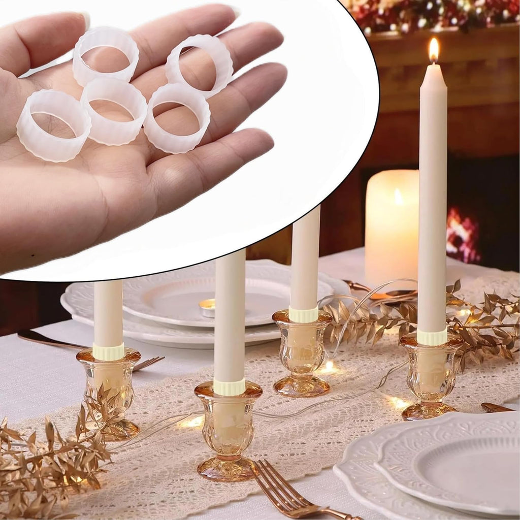 Rubber Candle Hugger | 12 Pcs Taper Candle Grips - Keep Candles Upright and Secure