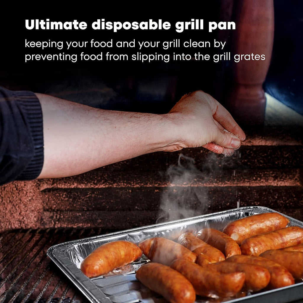 Pack of 25 Durable Aluminum Broiler Pans by [Brand Name] - Ideal for BBQ & Grill - 13.4" x 9" x 0.85"