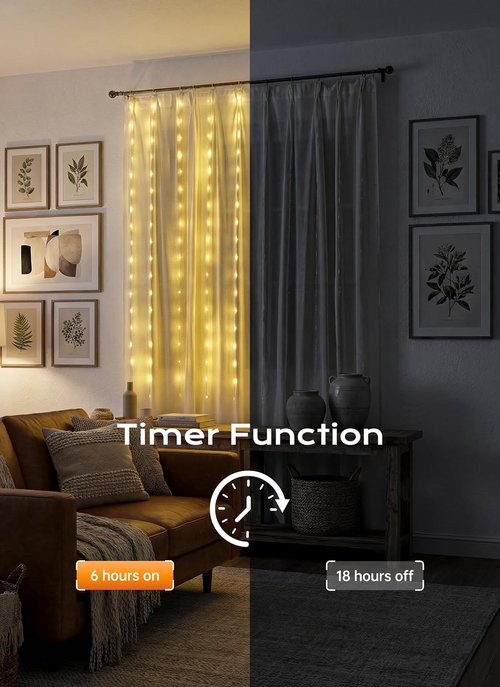 Brightown 180 LED Shower Curtain Fairy Lights - 70 Inch Warm White Waterproof String Lights | 8 Modes for Indoor & Outdoor Decor