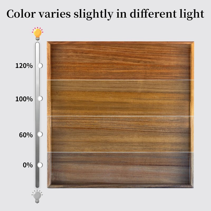 Hanobe Ottoman Tray for Table Top: 20'‘ Large Wood Decorative Trays for Home Decor - Acacia Coffee Table Serving Tray with Handles for Living Room