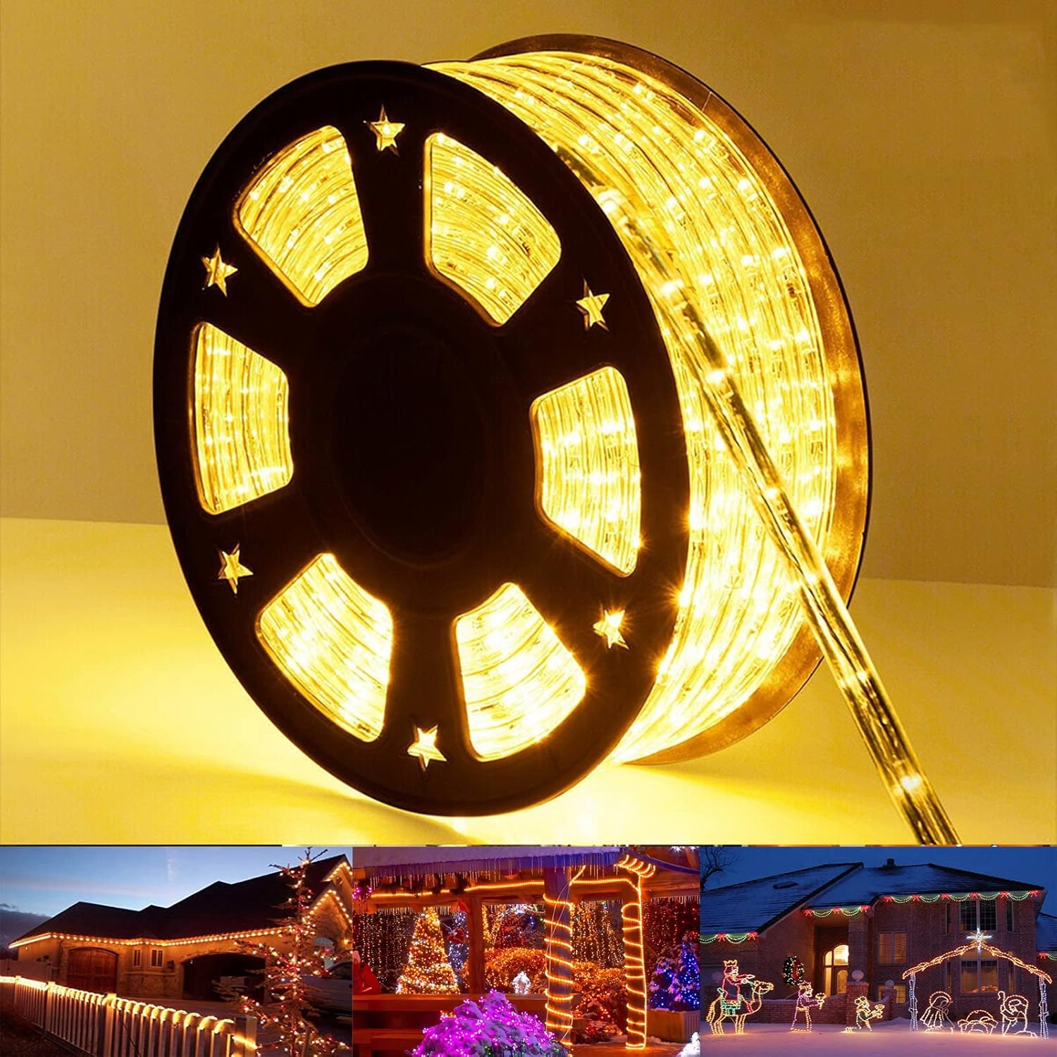 Skiennix 200ft LED Rope Lights - 1440 Flexible Tube Lights with 8 Modes | Waterproof Outdoor & Indoor Decor (Warm White)