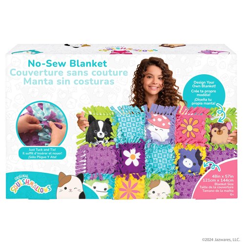 Fashion Angels Squishmallows No-Sew Blanket Kit, Set Includes Assorted Polar Fleece Squares, Ideal Craft Activity for Girls & Boys