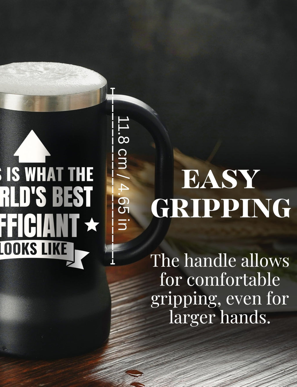 Onebttl Officiant Gifts from Bride and Groom, Stainless Steel Beer Stein Tumbler, 24oz Beer Mug with Lid for Wedding - World's Best Officiant