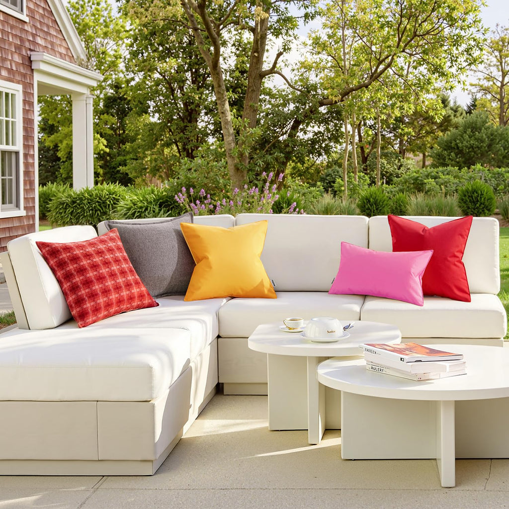 MIULEE Outdoor Pillow Covers Pink Waterproof Decorative Patio Throw Pillow Covers Fade Resistant for Furniture Tent Couch Sofa Living Room Pack of 2 Spring Summer Pillowcases 18x18 Inch