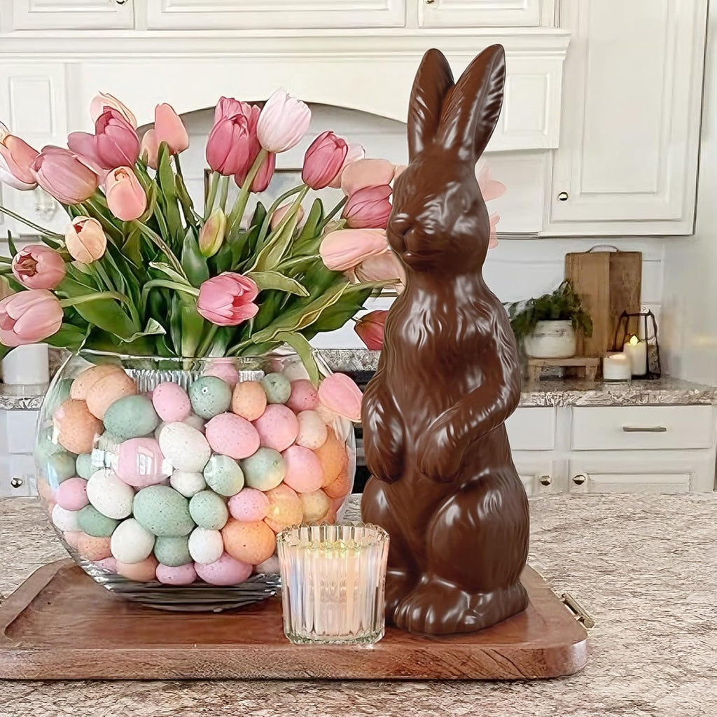 Zesua Easter Bunny Figurine - 14.5" Standing Ceramic Decor for Home & Garden - Perfect Spring Decoration