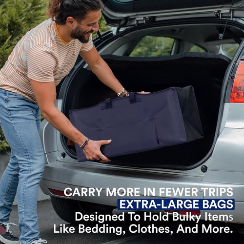 BOX USA 4-Pack Moving Bags - Heavy Duty Extra Large Storage Bags with Strong Handles & Zippers | Blue