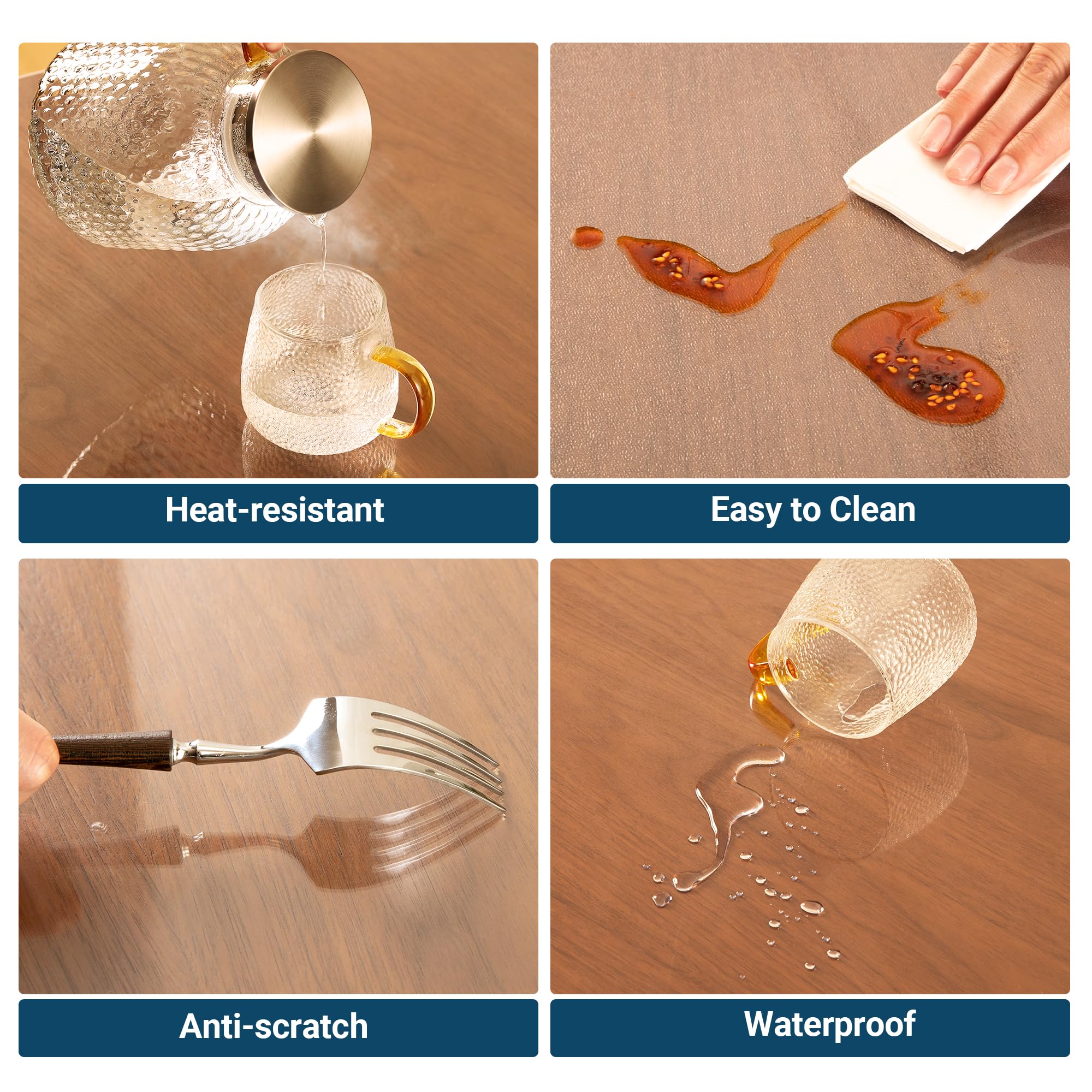 NAP2WELL Clear Table Cover Protector Rectangle 36 x 54 Inch, 2.0mm Transparent Plastic Table Protector Waterproof, Anti-Scratch Clear Desk Mat for Office Desktop Dresser Dining Table, FDA Compliant