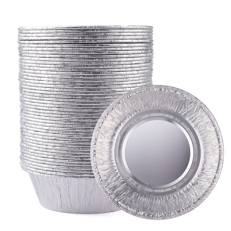 LOYUDEQIU 4 Inch Aluminum Foil Mini Pie Pans 50Pcs - Disposable Small Mini Pie Tins Pot Pie Tins For Bakeries, Cafes, Restaurants - Durable Mini Tart Pans for Pie, Fruit Tarts, Quiche (50, 4 Inch)