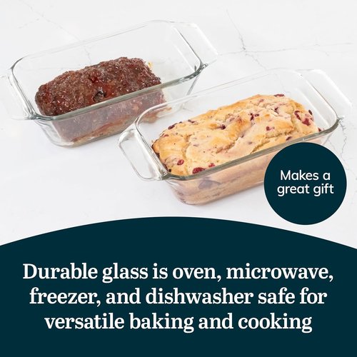 Libbey Baker’s Premium Glass Baking Dish Set - 2 Piece Stackable Bakeware for Bread, Cakes & Meatloaf
