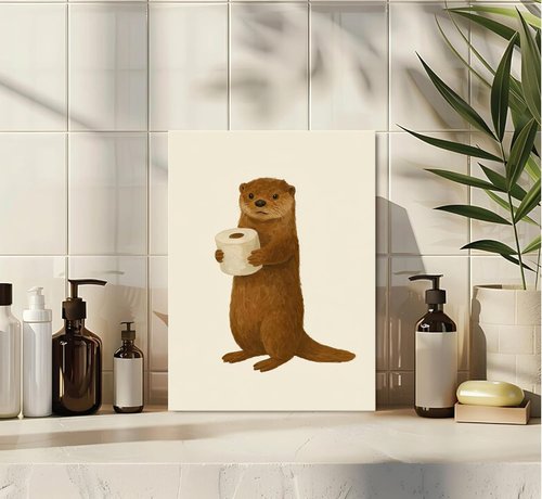 Lulsaxi Funny Otter Canvas Wall Art - Cute Bathroom Decor Print for Restroom & Home Decoration
