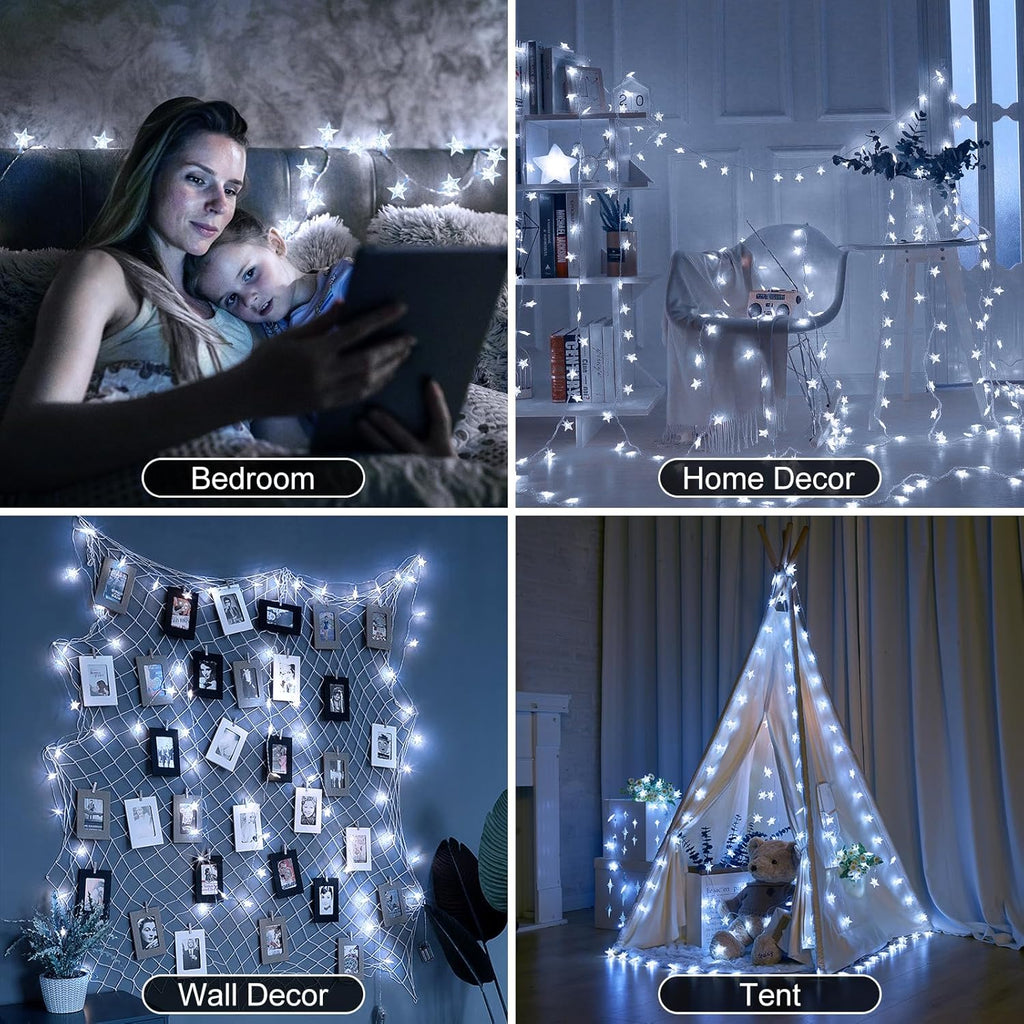 Star String Lights - 33 ft 100 LED Waterproof Fairy Lights with Remote & Timer | Perfect for Bedroom, Patio, and Parties