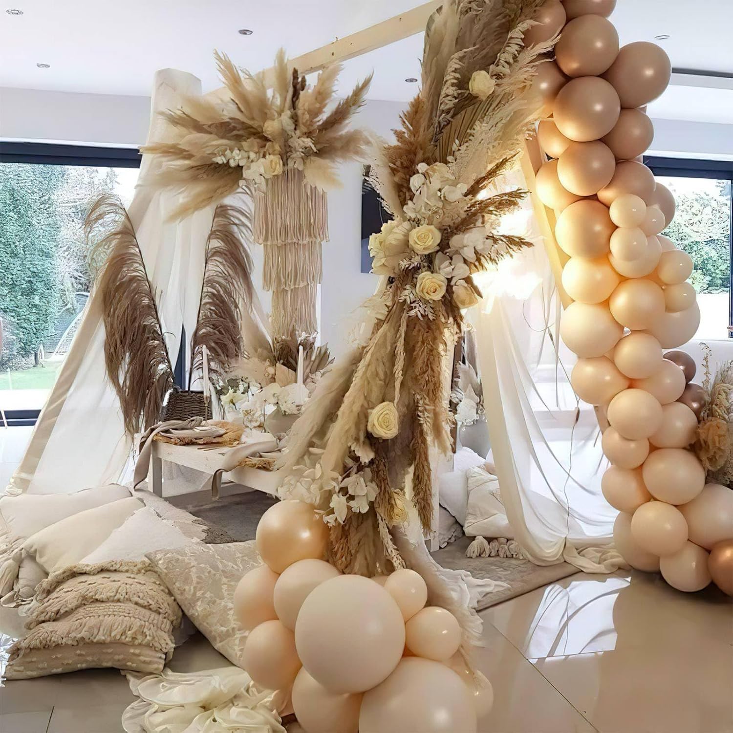 PartyWoo Nude Balloons - 101pcs 12 Inch Apricot Latex Helium Balloons for Boho Theme Parties