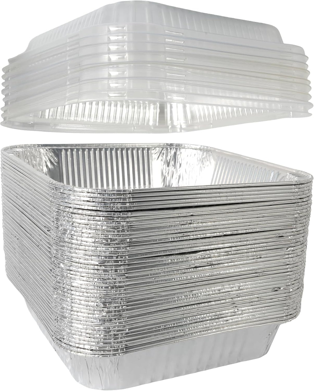 Primo Lines Aluminum Foil Disposable Pans - 40 Pack 8"×8" Oven-Safe & Leak-Proof Catering Trays