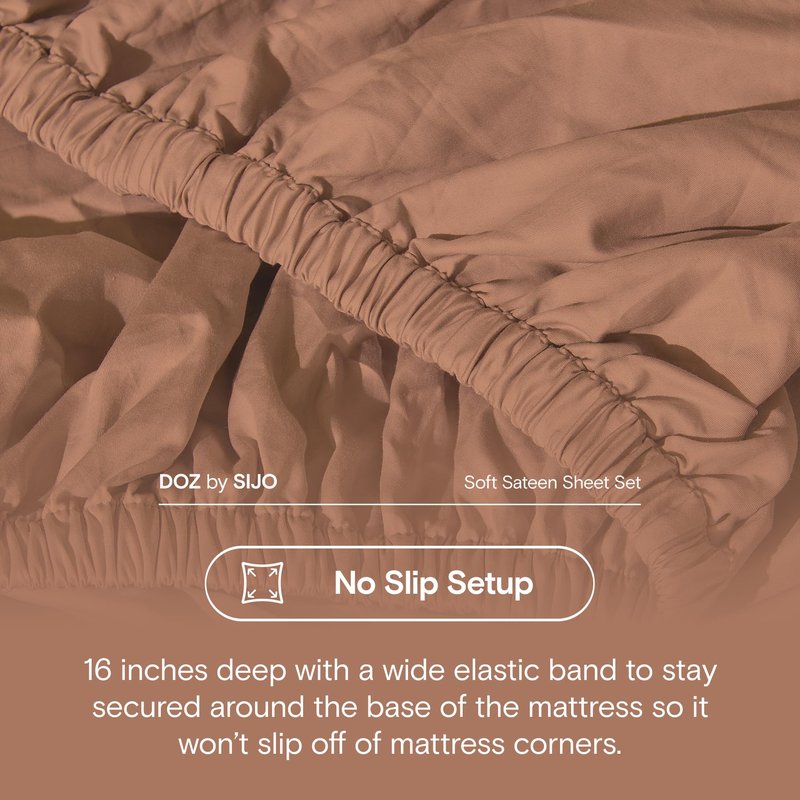 DOZ 100% Long Staple Cotton Sheet Sets, Soft Sateen Weave Cotton, Smooth, Breathable, Cooling Sheets, Hotel Comfort, Durable, 4pc – 2 Pillowcases 1 Fitted 1 Flat (Clay, Queen)