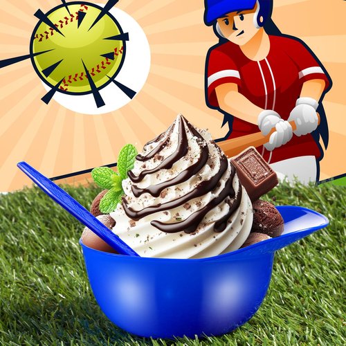 100 Pack Baseball Helmet Ice Cream Bowls 50pc Spoons and 50pc 8oz Mini Dessert Cups Sundae Bowls Parfait Cups Appetizer Cups, Reusable Serving Baseball Cup Bowls for Birthday Party