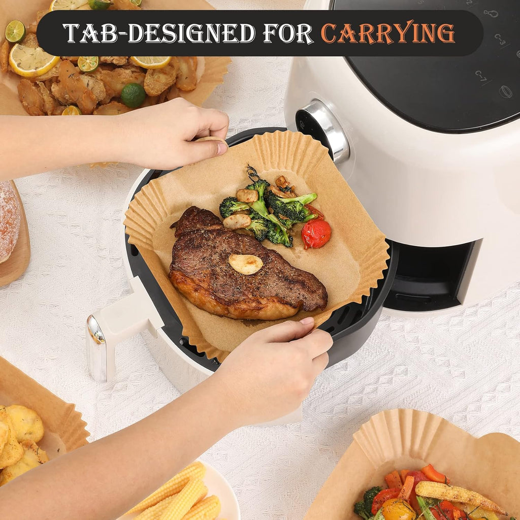 Skiennix 120 PCS Air Fryer Disposable Paper Liners - 8-Inch Non-Stick Parchment for Frying & Baking