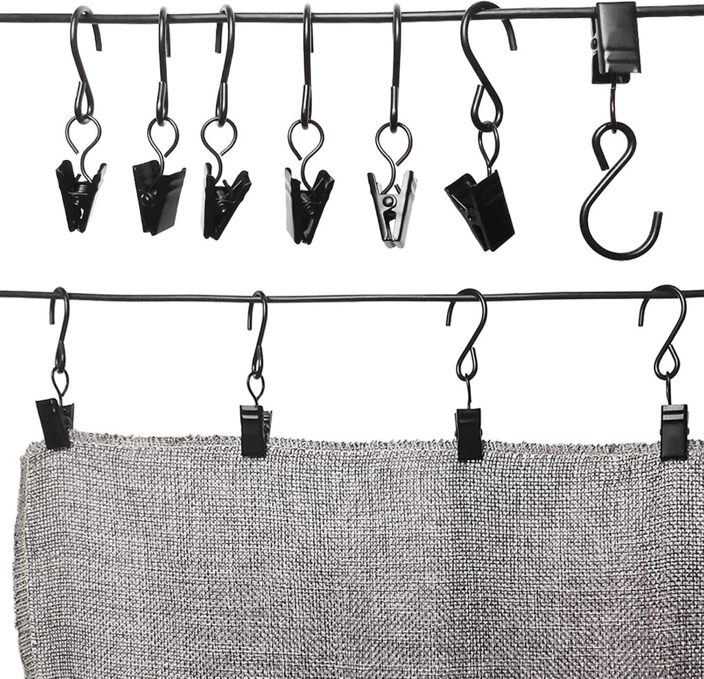 Skiennix Stainless Steel S Hooks - 50 Pack Hanging Clips for Lights & Crafts | 2.4 Inch, Black