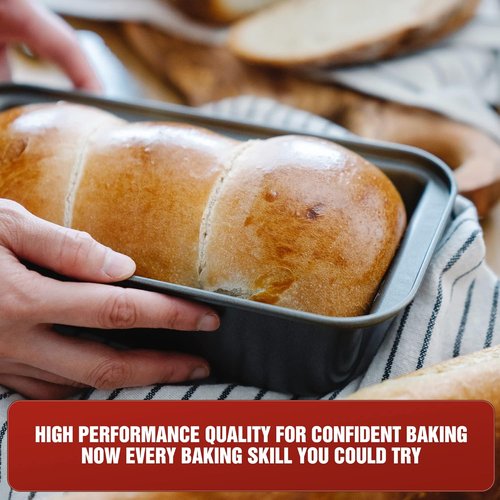 KITESSENSU Carbon Steel Nonstick Loaf Pan - Easy Grip Handles for Baking | Set of 2, Gray