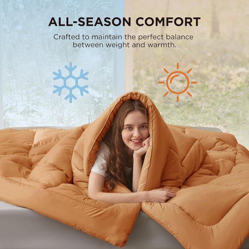 Bedsure Comforter Duvet Insert - All-Season Cal King Size Quilted Down Alternative Bedding | GentleSoft Fabric, Burnt Orange, 96 x 102 Inches