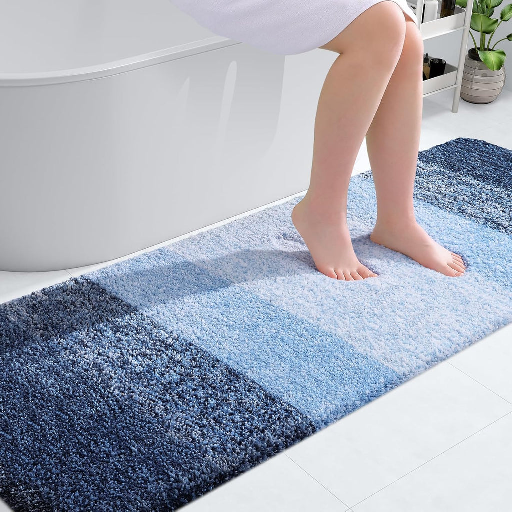 OLANLY Bathroom Runner Rug - Extra Soft Microfiber Mat | Quick-Dry, Washable, 70x24 Inches, Navy