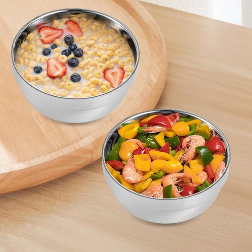 YLARMY 10 Pack 5 Inch Stainless Steel Insulated Bowls, 15 Oz Double-walled Soup Bowl Lightweight Salad Bowl for Snacks,Sauces,Rice, Noodle, Ice Cream