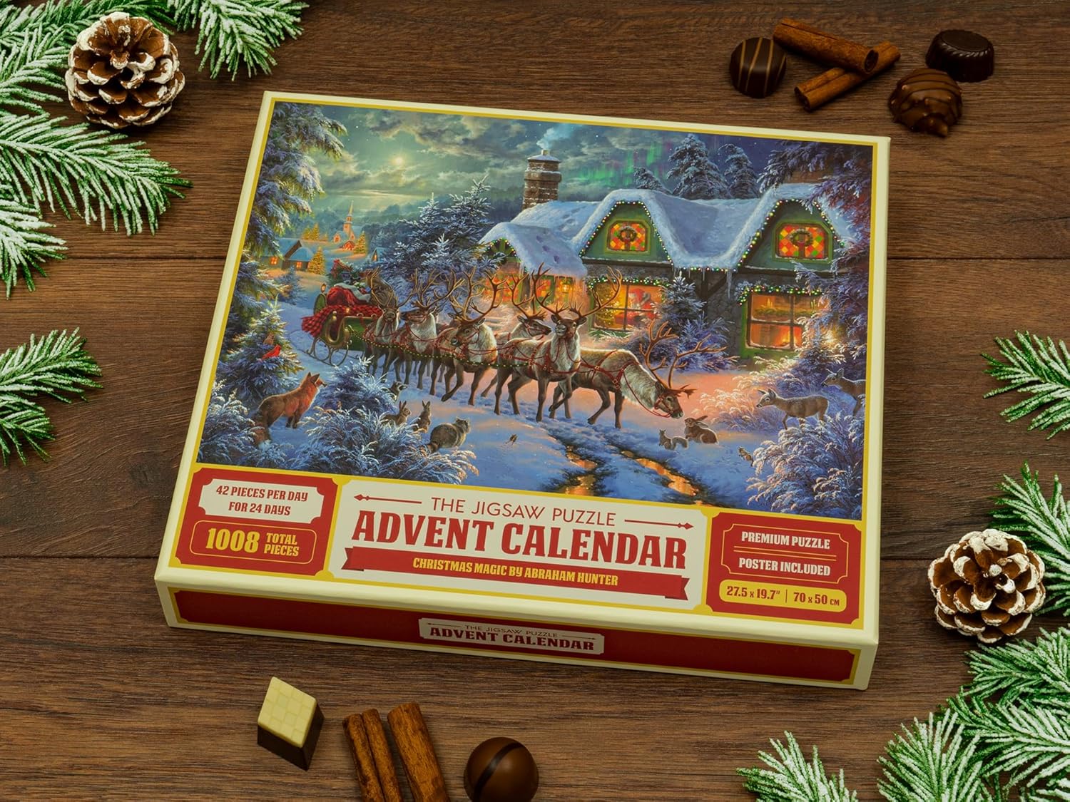 Abraham Hunter Jigsaw Puzzle Advent Calendar 2025 - 1008 Pieces, 24 Boxes, Christmas Countdown Fun for All
