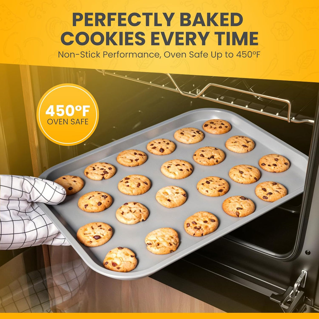 Skiennix Non-Toxic Bakeware Set - 11pc PFOA-Free Carbon Steel Nonstick Baking Pans | Space-Saving Design